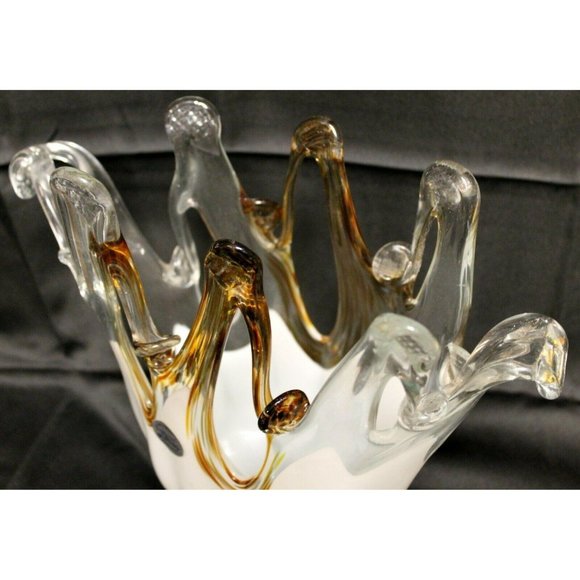 1980s Modern Contemporary Murano Italian Large Glass Vase Brown Swirl Abstract - Picture 8 of 10